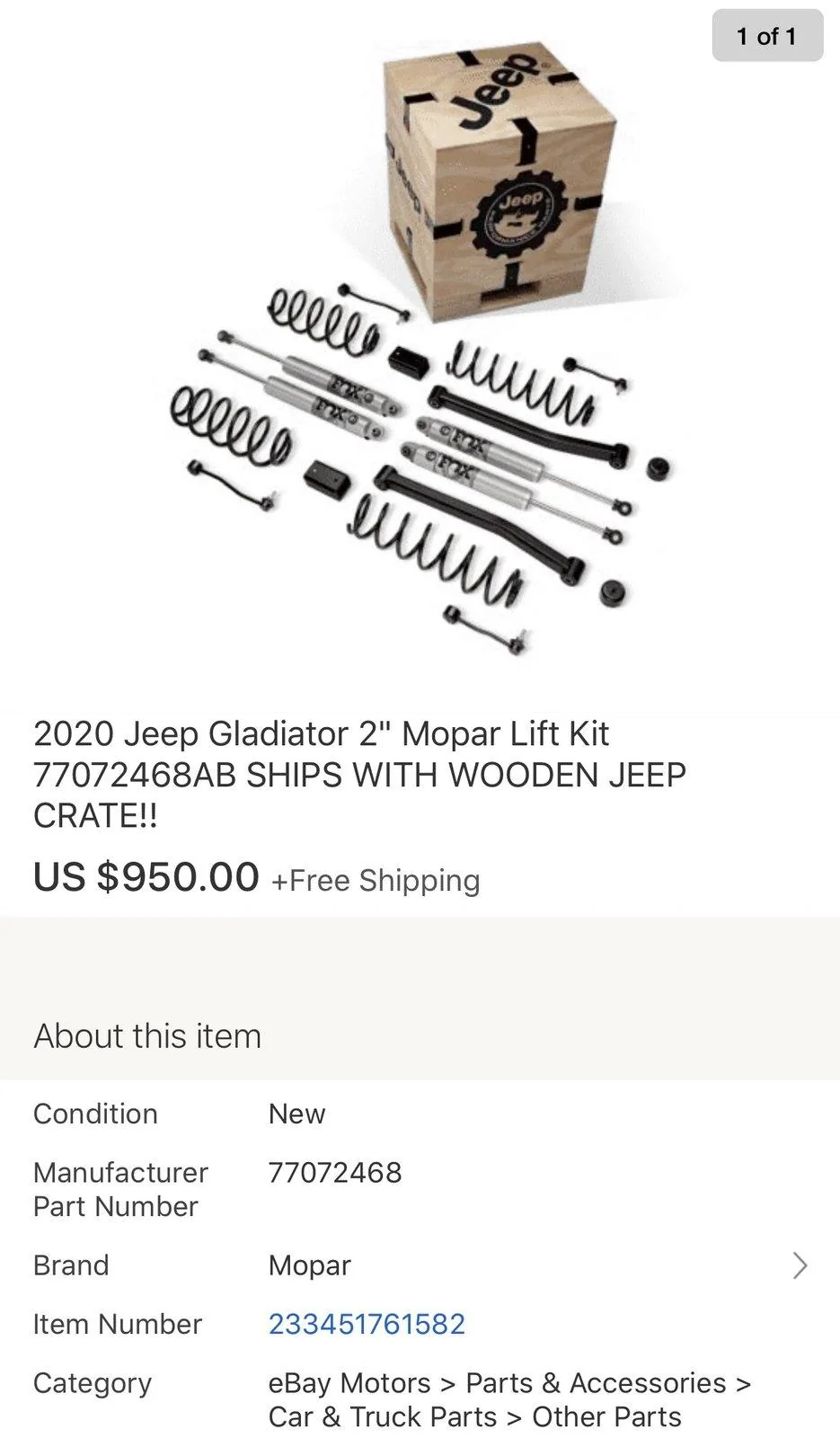 Jeep Gladiator Who has best price on Mopar lift? 27275415-2E51-4D22-BC67-BC789623413C