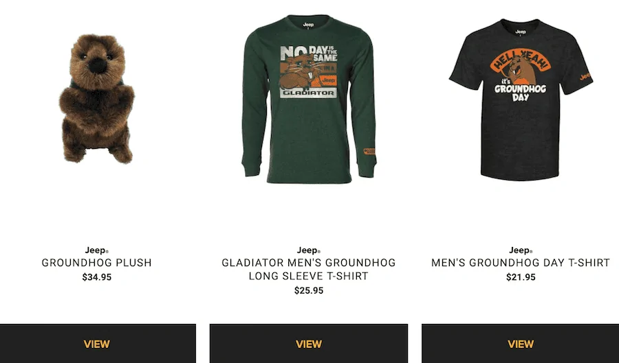 Jeep Gladiator Jeep Opens Big Game Store With Superbowl Groundhog and Apparel Screen Shot 2020-02-03 at 9.12.53 PM