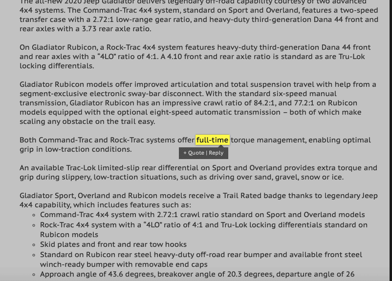 Jeep Gladiator Official Press Release: 2020 Jeep Gladiator Specs & Photos Screen Shot 2018-11-29 at 8.13.36 PM