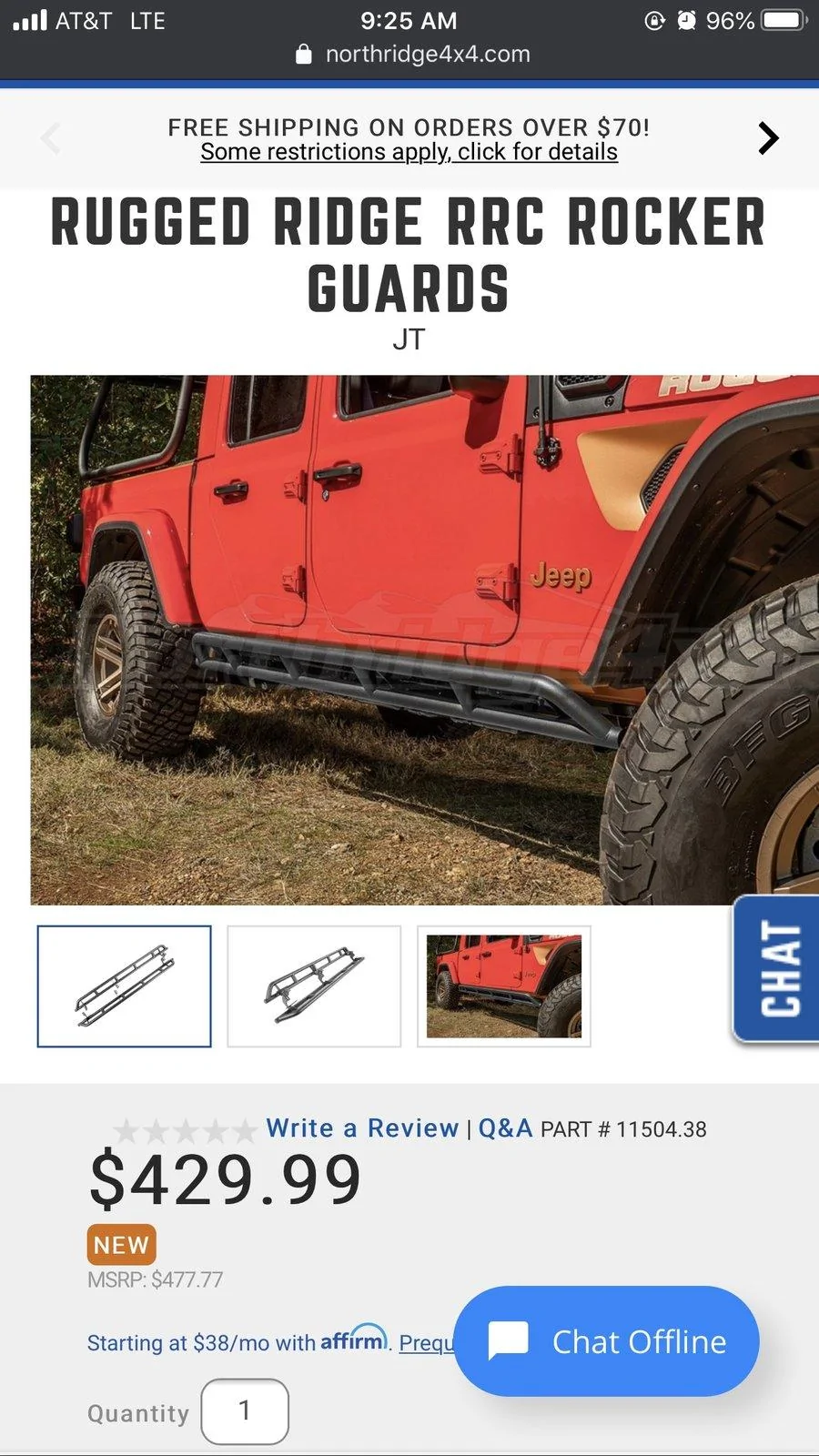 Jeep Gladiator Rugged Ridge RRC Rocker Guards [NEW] $150 287F57A7-6BD7-4A7B-B122-D61A293289D4