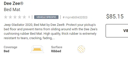 Jeep Gladiator Truck bed mat for Gladiator, rubber? deezee carid