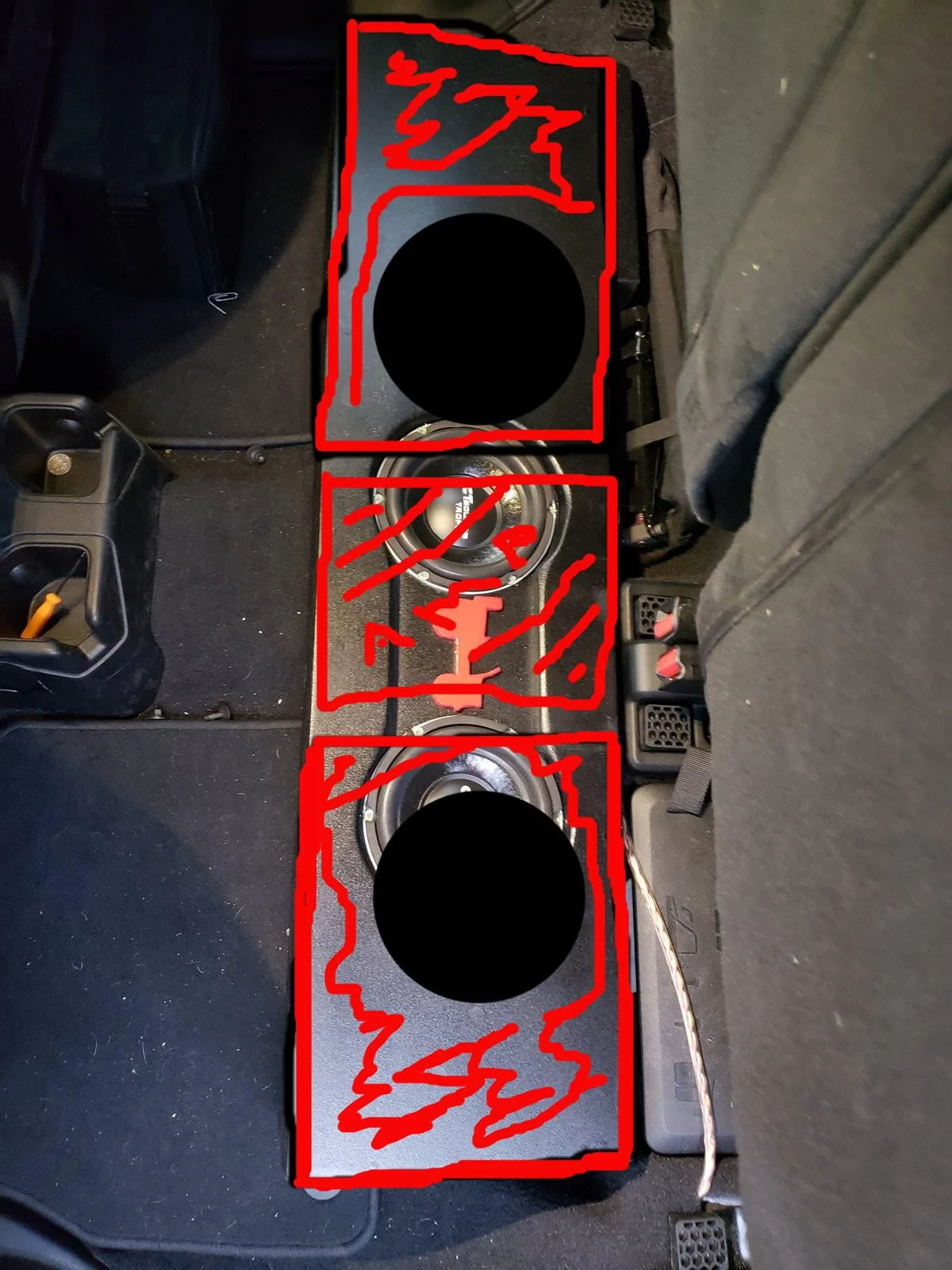 Jeep Gladiator 7" radio subwoofer and amp addition subs