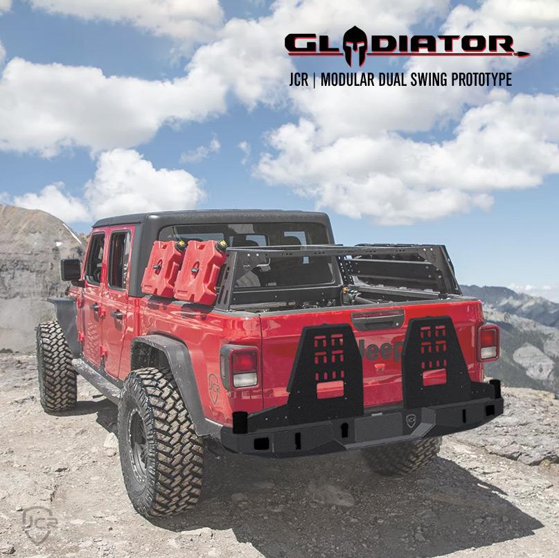 Jeep Gladiator Gladiator dual swing rear bumper prototype renderings. jtprototype
