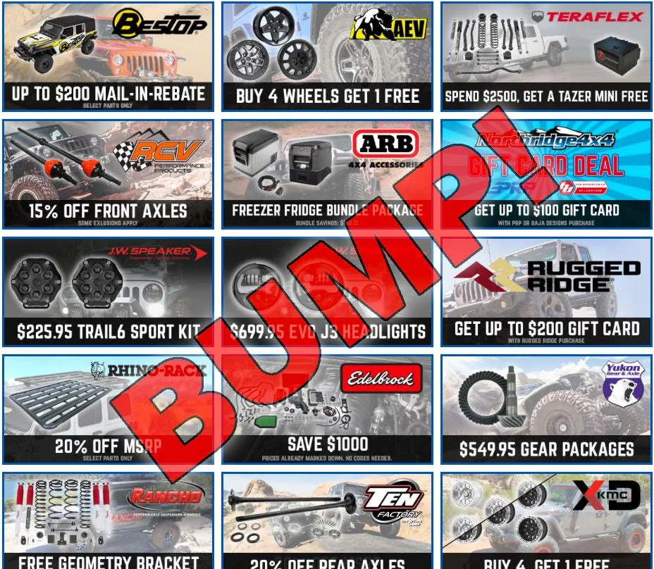 Jeep Gladiator Northridge4x4's Spring Sales! bump-Stimulus-sal