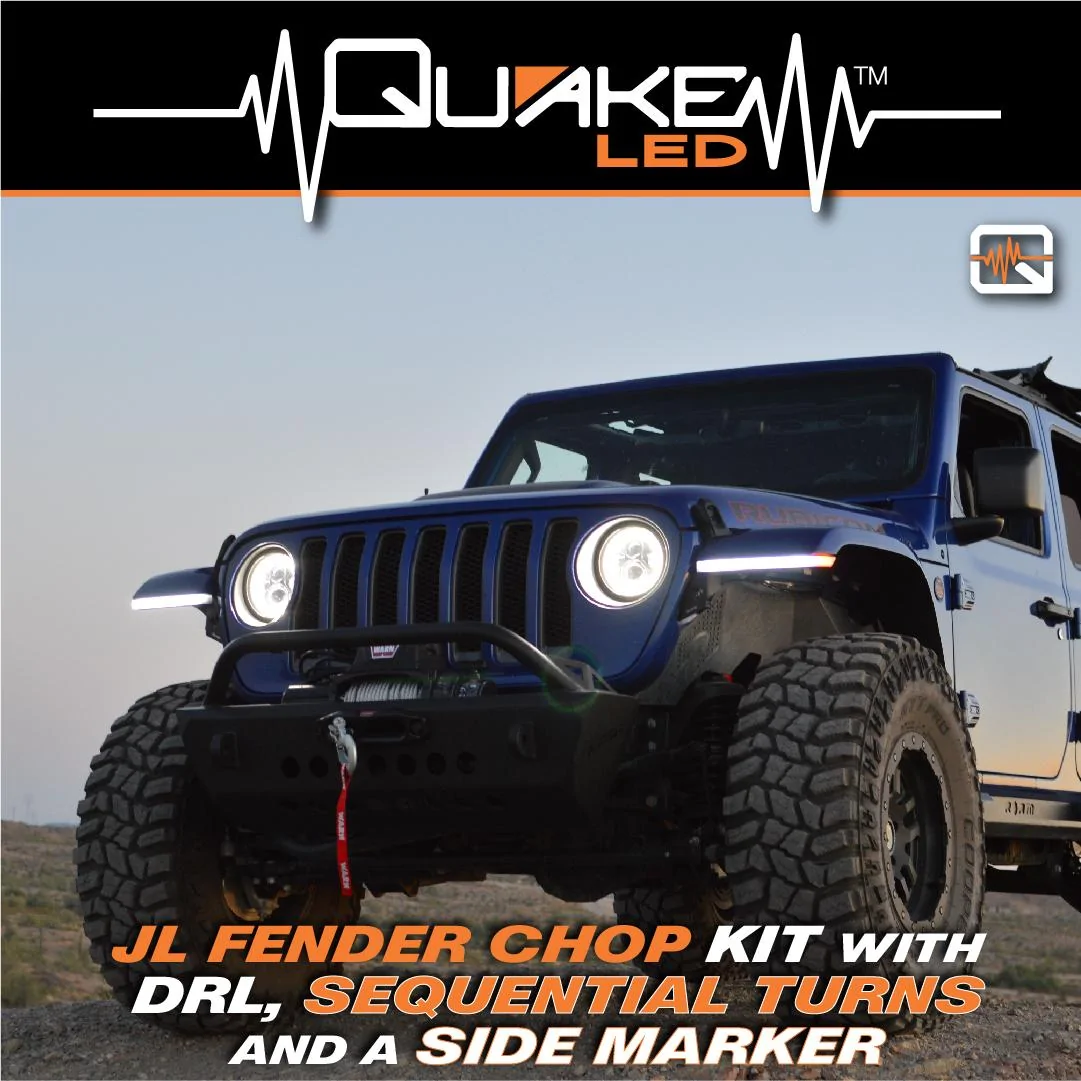 Jeep Gladiator Check Out! Quake LED's Jeep JT Gladiator/JL Wrangler DRL, Amber Sequential Turn Signal Fender Chop 993_drl_ads-07-jpg