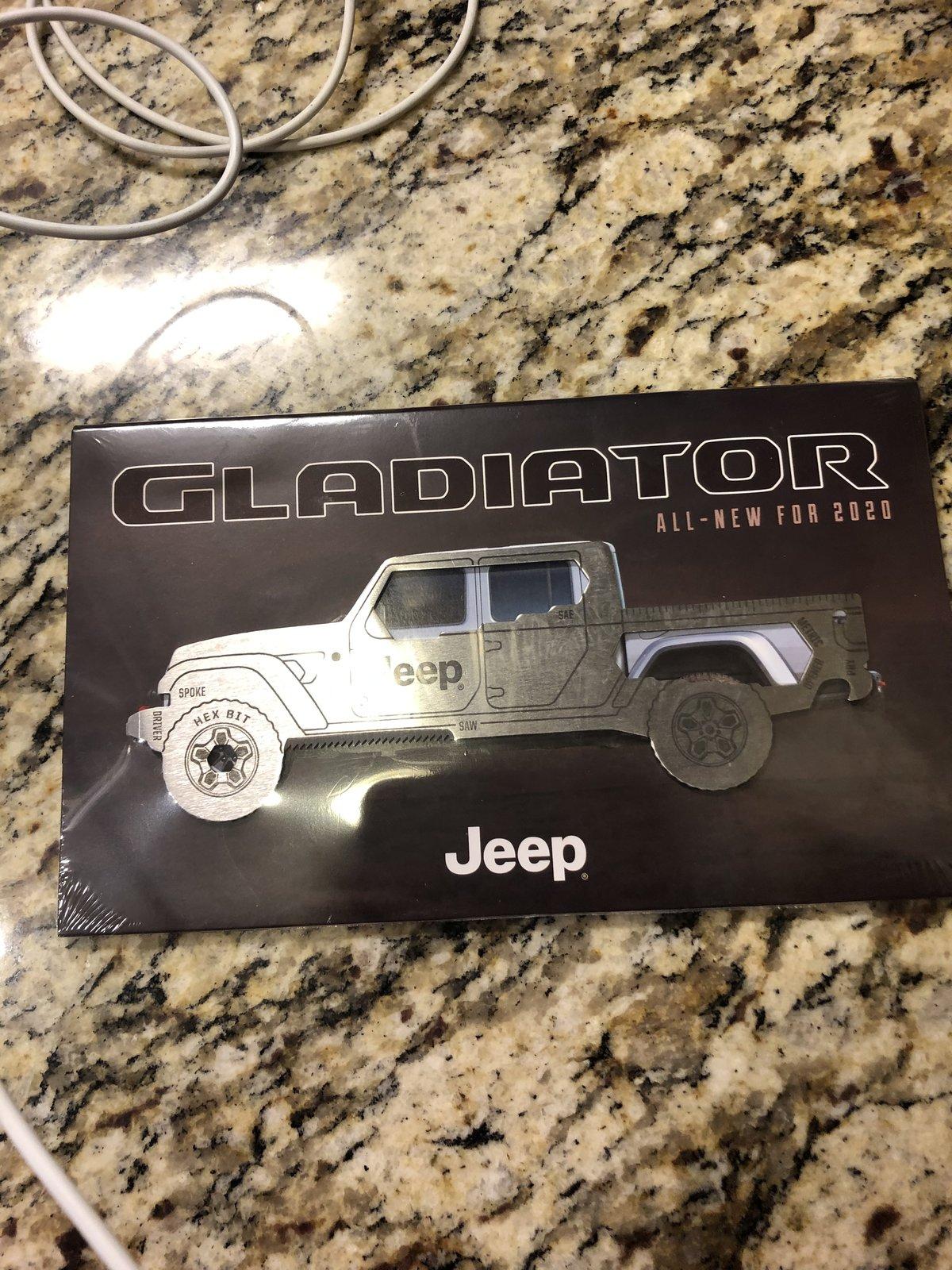 Jeep Gladiator Gladiator brochure with multi-tool E55B2CDC-E6D0-4C76-B7DA-FBD2692E97DC