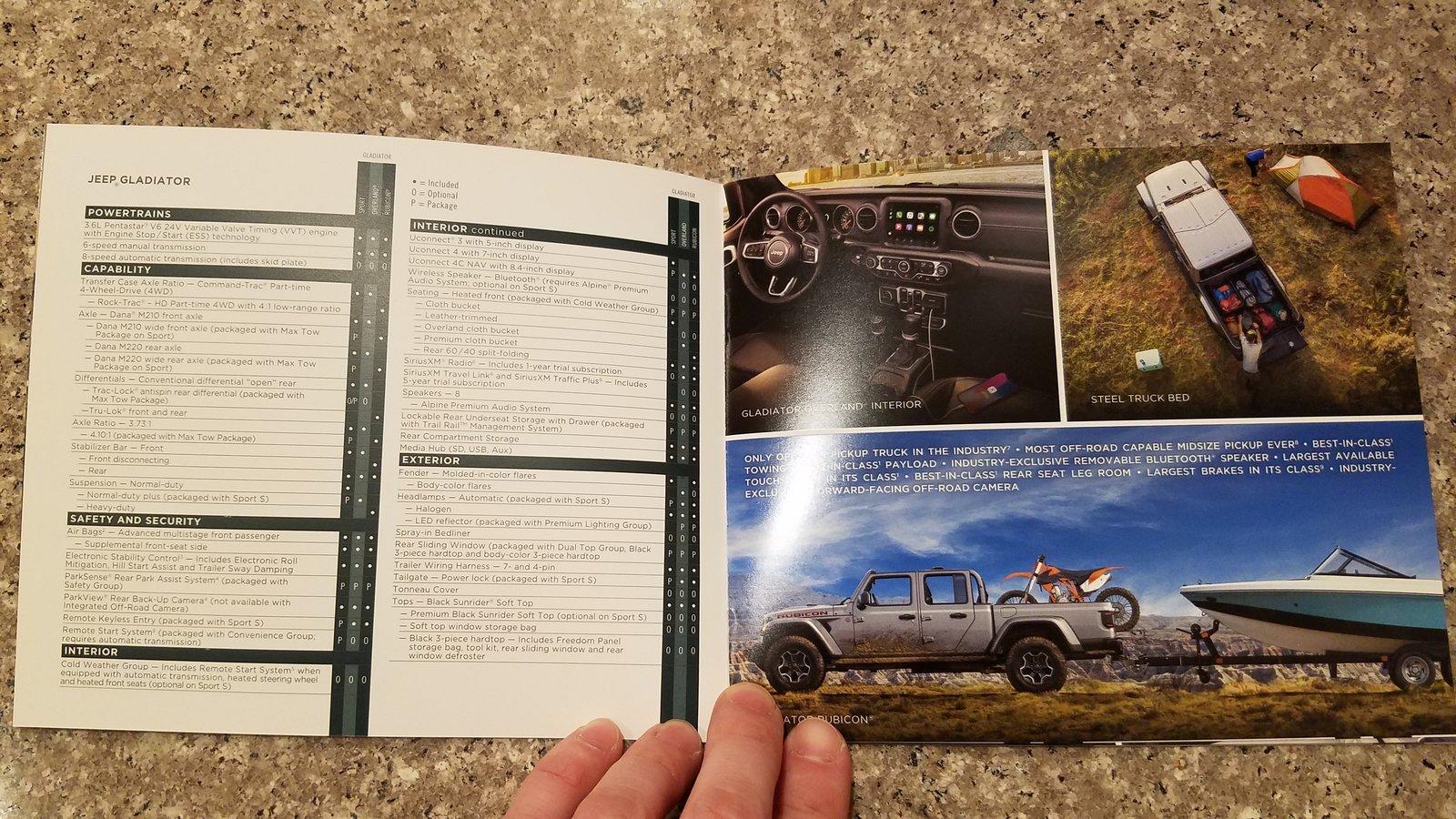 Jeep Gladiator Gladiator brochure with multi-tool 20190111_173352