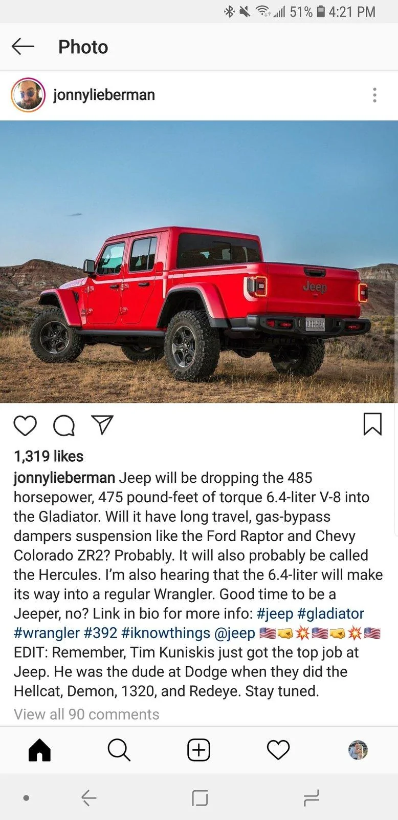 Jeep Gladiator “Hercules” High Performance Jeep Gladiator Being Tested! Screenshot_20190112-162136_Instagram