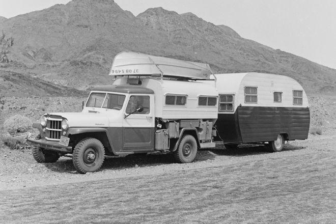 Jeep Gladiator Daily Dose jeep-old-school-camping-1950-willys-camper-with-trailer