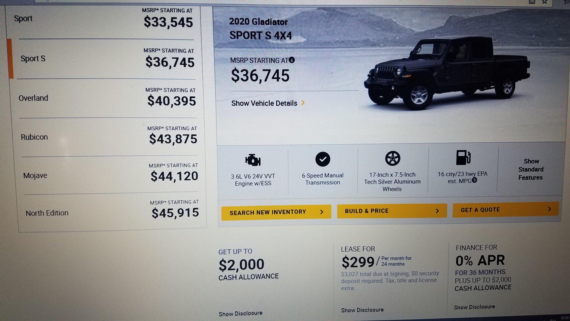 Jeep Gladiator Negotiate the 84 month 0% apr on a rubicon.... 20200406_185458