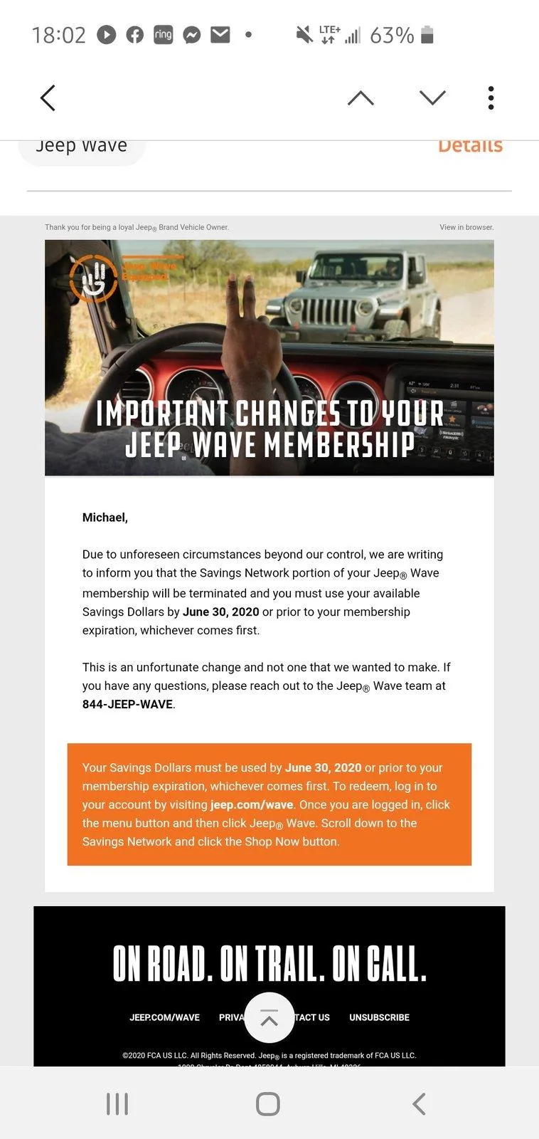 Jeep Gladiator Jeep Wave No More! [Clarification: Only Discounts on Jeep Merchandise Cancelled] Screenshot_20200414-180234_Email