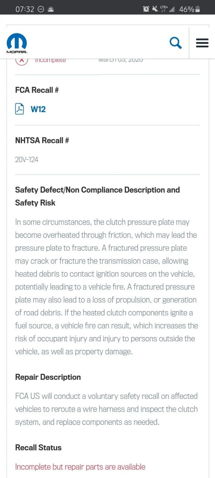 Jeep Gladiator Clutch Recall (FCA W12 | 20V-124) For Gladiator Manual Transmiss [overheating clutch pressure plate] Screenshot_20200429-073234_Chrom