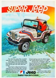 Jeep Gladiator Why don't they make a Gladiator that looks like this.... Jeep-1973-CJ5-SuperJeep-ad-a1-216x300