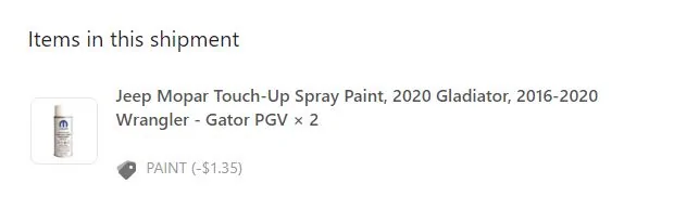 Jeep Gladiator Gator touch up paint code? Gator_PGV_Order