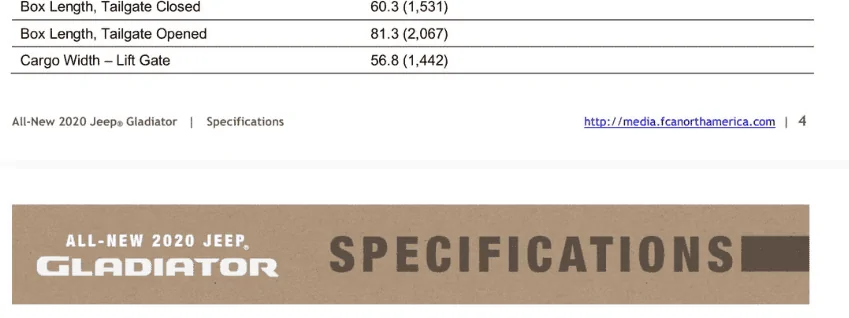 Jeep Gladiator Gladiator length box length