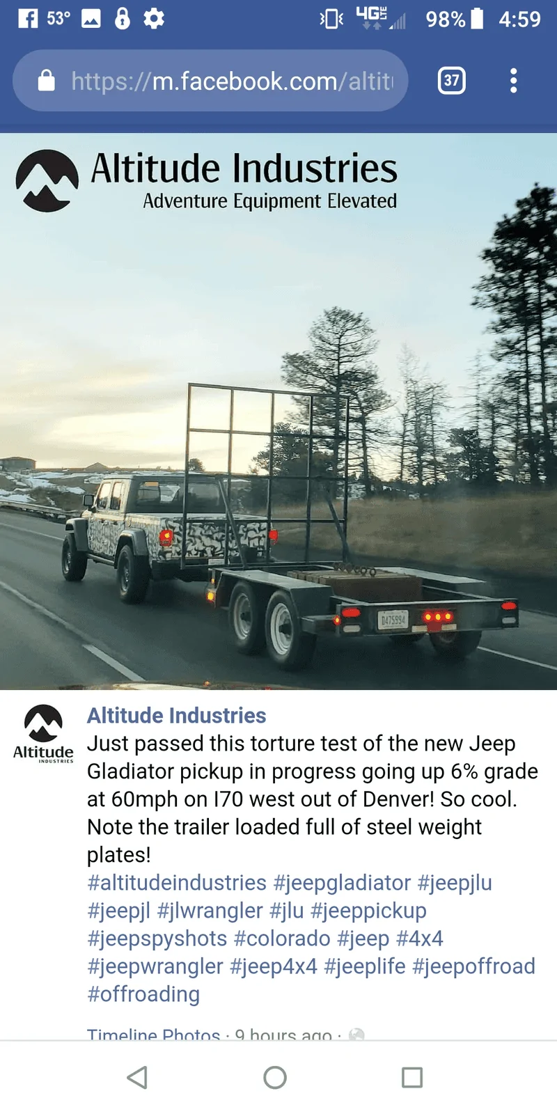 Jeep Gladiator Gladiator towing test Screenshot_20190227-045958