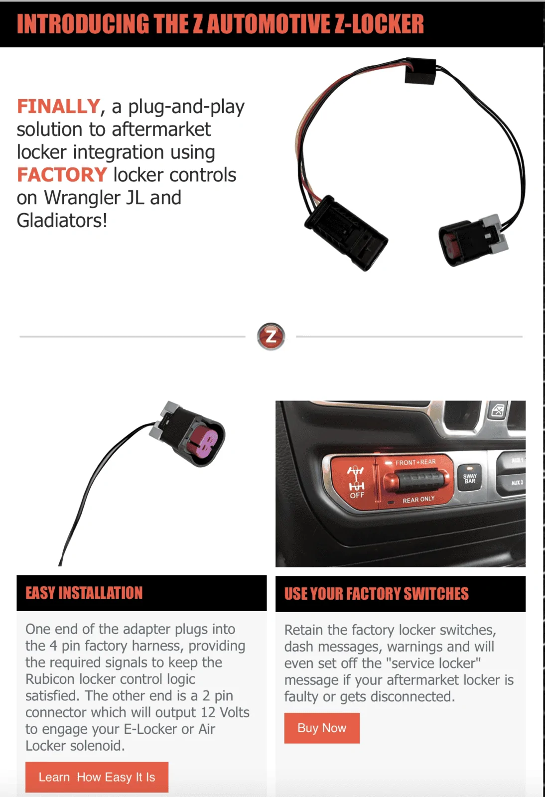 Jeep Gladiator New Z Automotive Wire Harness stock locker switch and after market lockers Screen Shot 2020-05-29 at 7.38.33 AM