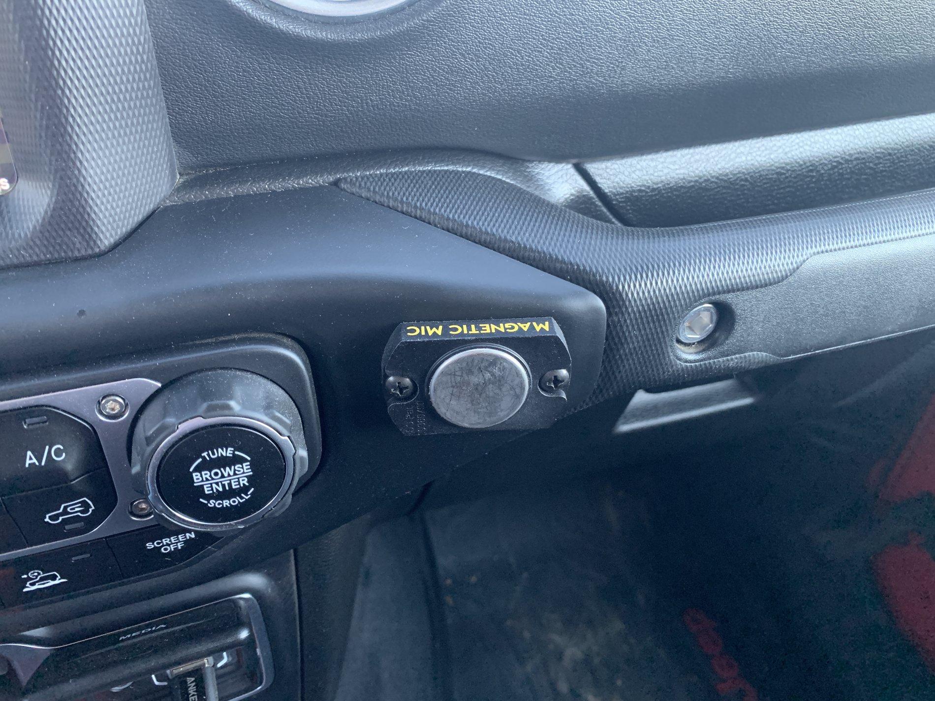 Jeep Gladiator How do I get a CB/HAM microphone mounted here?  Has anyone drilled it? IMG_2879.JPG