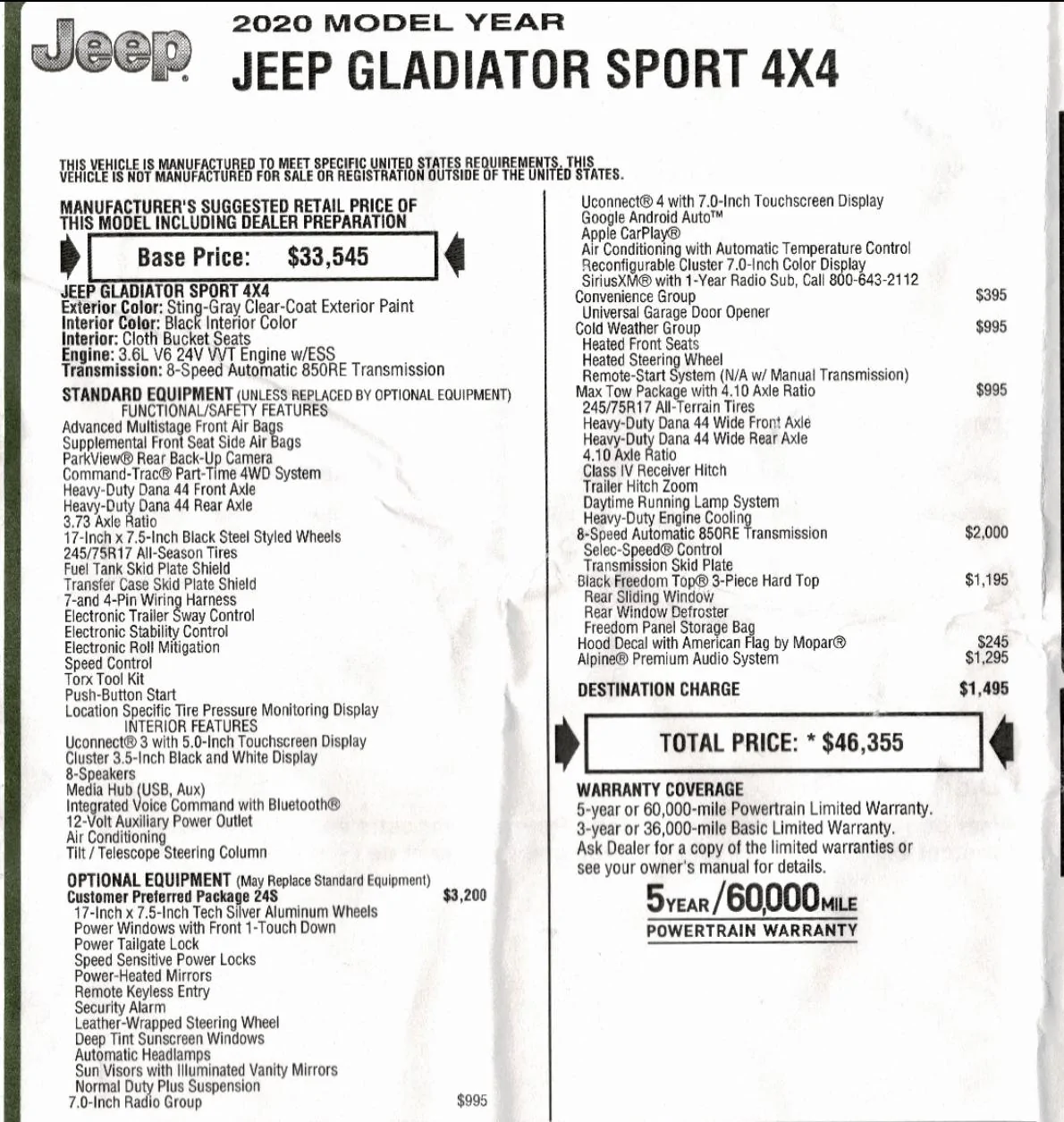 Jeep Gladiator 7 UnConnect No Longer Available? Also did MSRP go down? 2B1B5A05-2905-4813-A4F6-3F4C593E020C