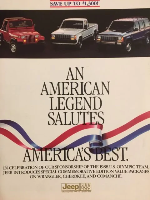 Jeep Gladiator Grill that would square off the lights 1988-jeep-wrangler-us-olympic-edition-coca-cola-sweepstakes-winner-5