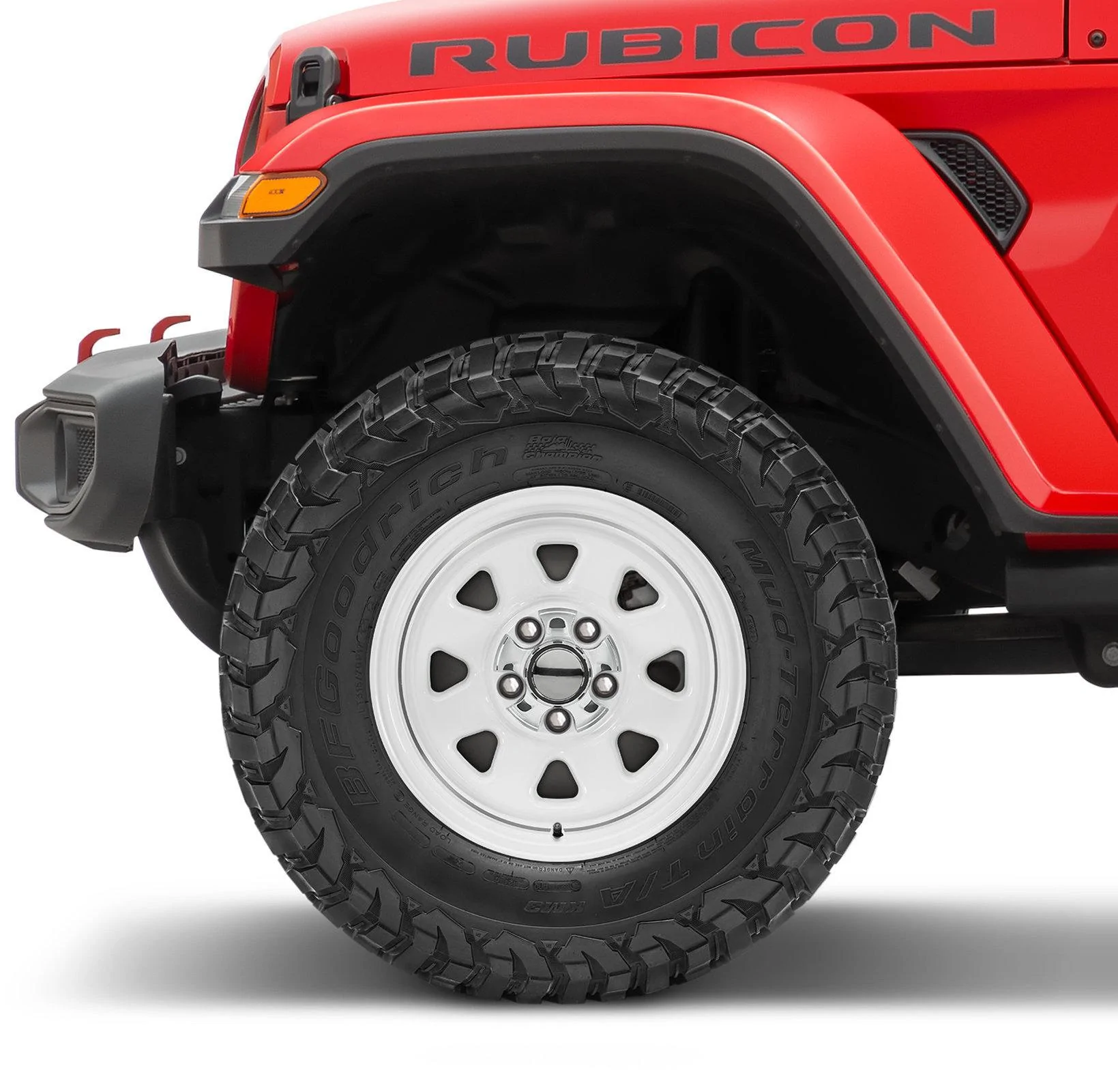 Jeep Gladiator Show me tires sticking out by 1" etro-Alloy-Wheel-Installed-Front-Wrangler-JL-Whit