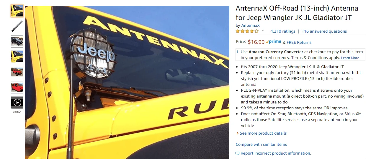 Jeep Gladiator Stubby antenna recommendations 1595868358672
