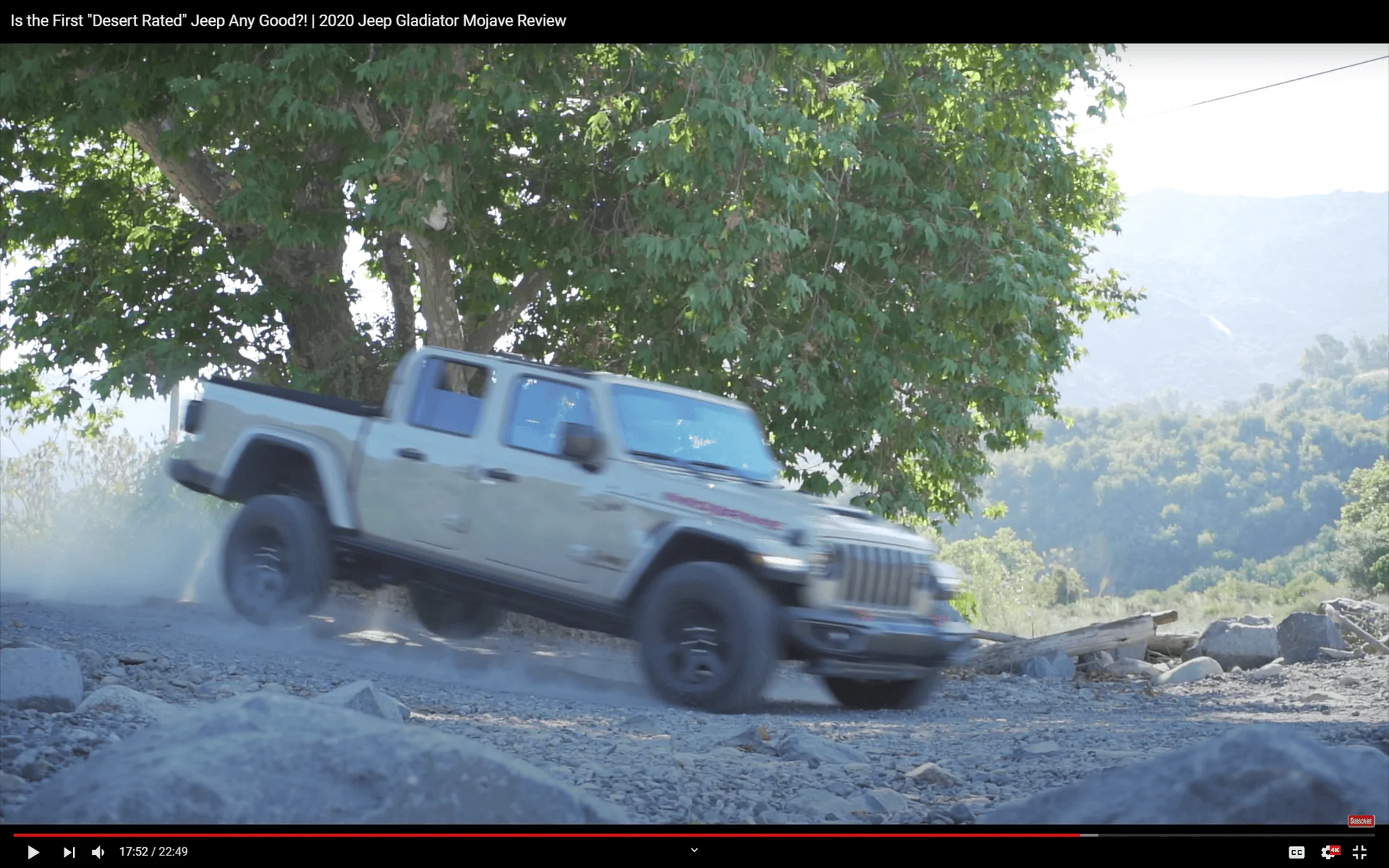 Jeep Gladiator Mojave goes airborne, shocks bottoming out; pretty impressive, no bent-frame. mojave shocks bottoming out1