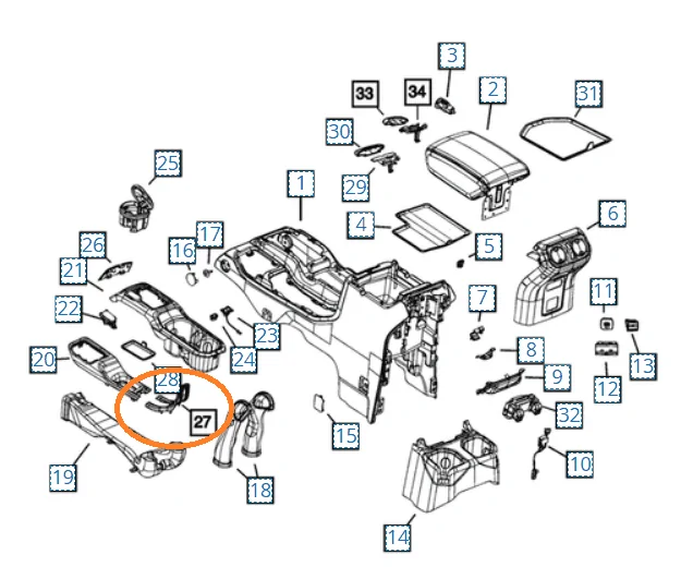 Jeep Gladiator Looking for part number - interior trim e-brake bezel 1596755644677