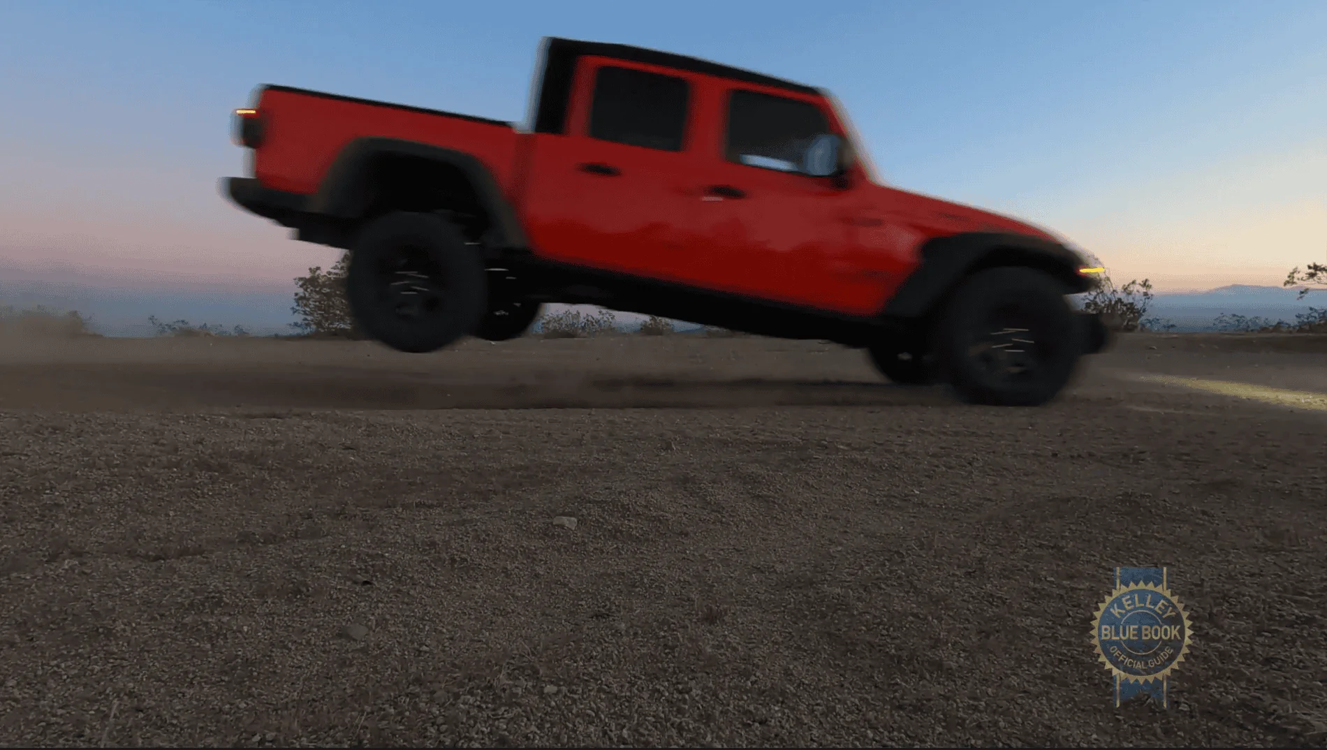 Jeep Gladiator Mojave goes airborne, shocks bottoming out; pretty impressive, no bent-frame. 1596859778232