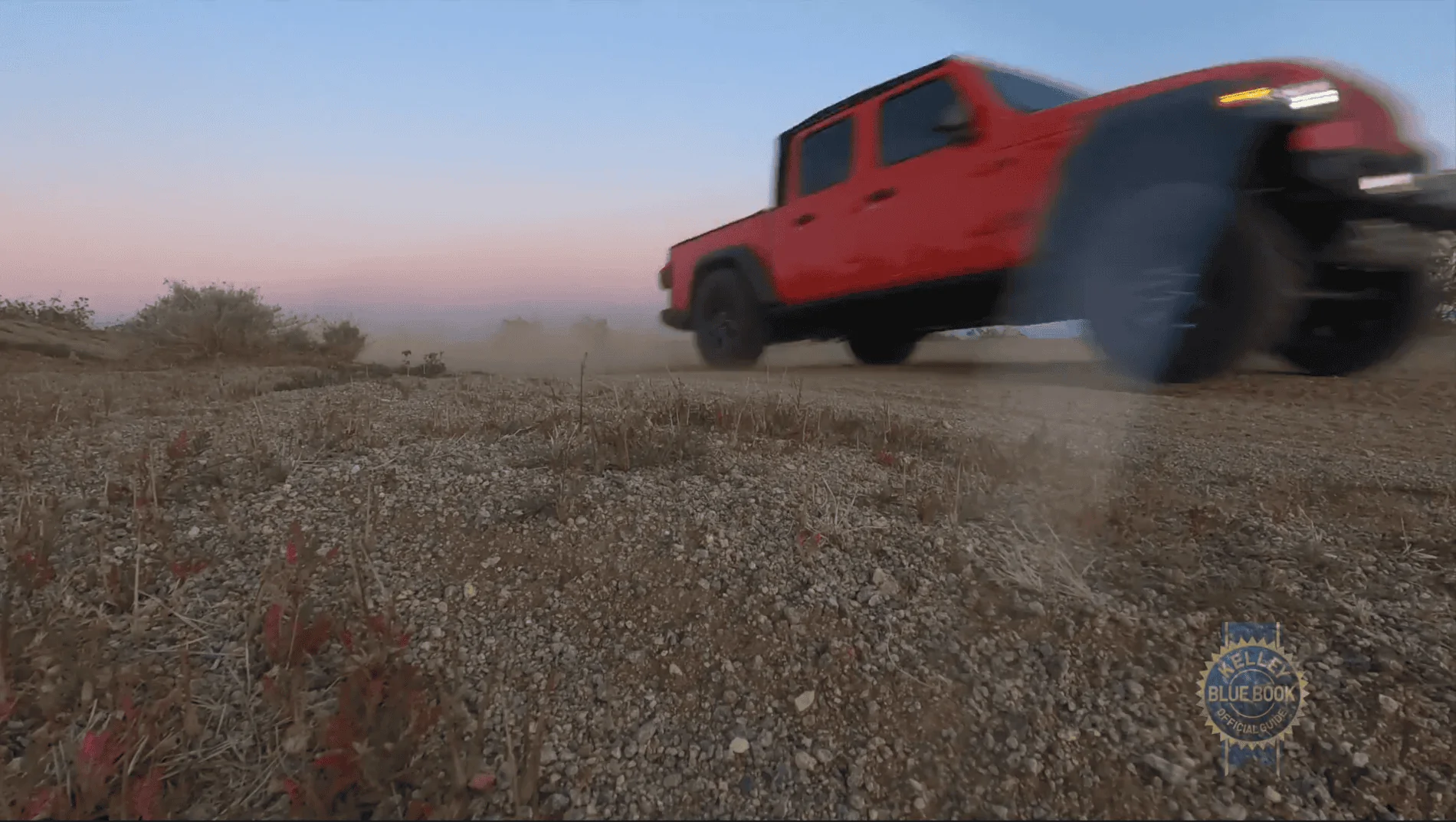 Jeep Gladiator Mojave goes airborne, shocks bottoming out; pretty impressive, no bent-frame. 1596859856656
