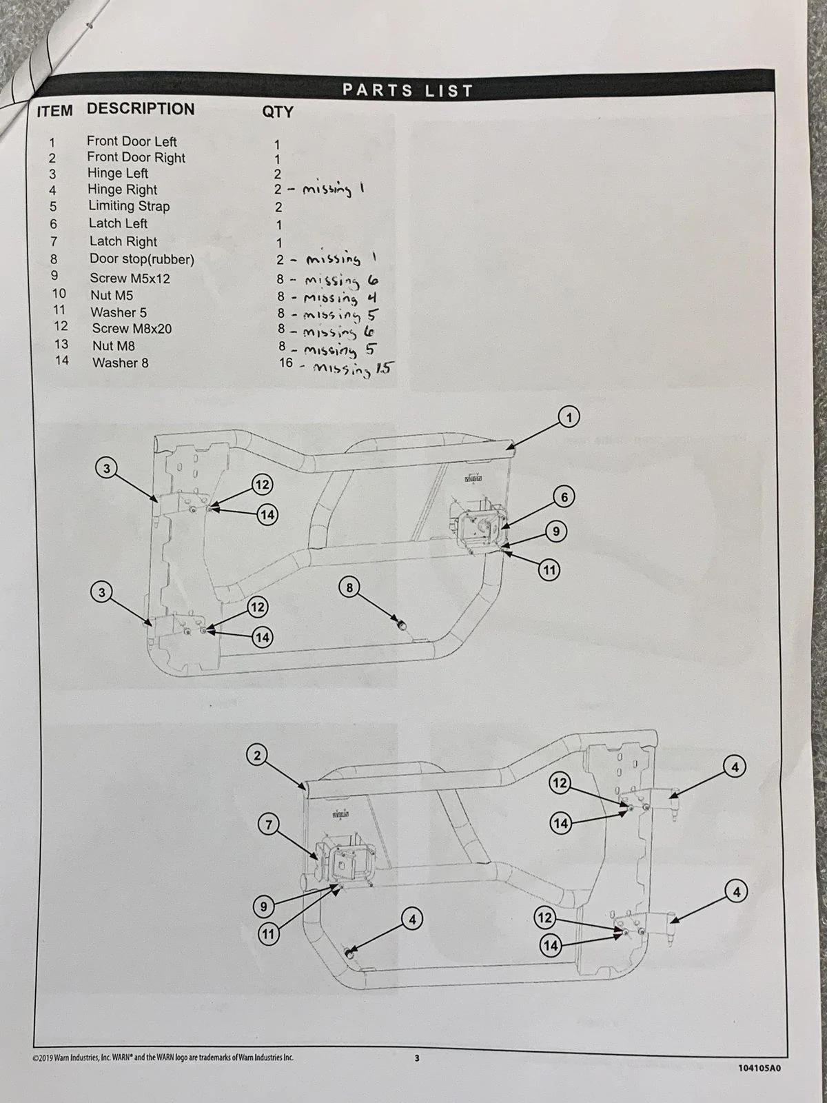 Jeep Gladiator SOLD Warn tube doors - rear JT or JL 4A5A3F80-FE38-4515-AB9F-C428EC8164AE