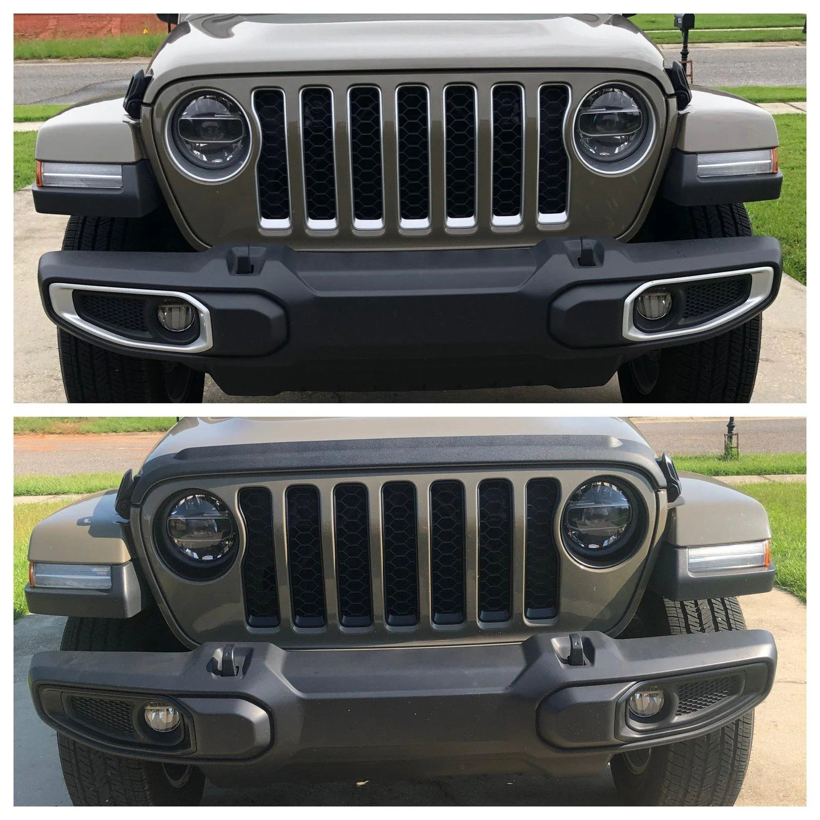 Jeep Gladiator Can the Overland, silver headlight bezels, and silver grill surrounds be installed in the satin black MOPAR GRILL? Bezels 1