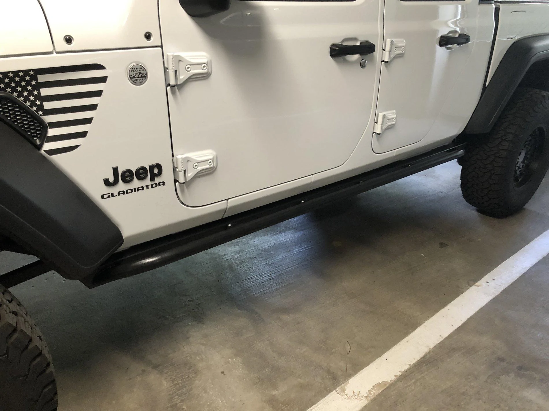 Jeep Gladiator Rock hard 4x4 rock rails installed IMG_2571