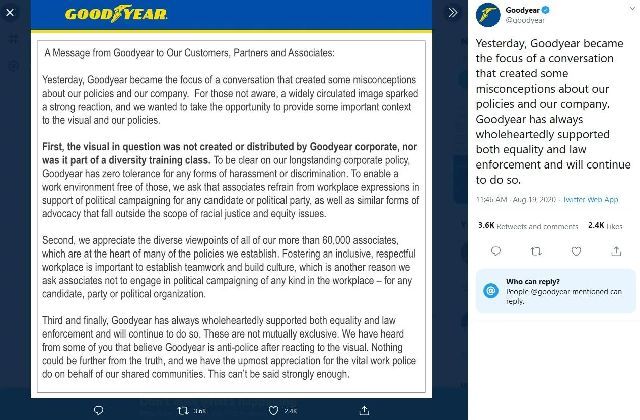 Jeep Gladiator Goodyear getting involved in politcs apparently GoodYear