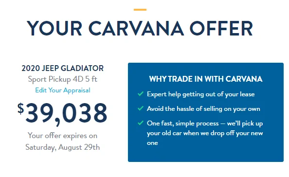 Jeep Gladiator Carvana offer $3K more then I paid 1598069156177