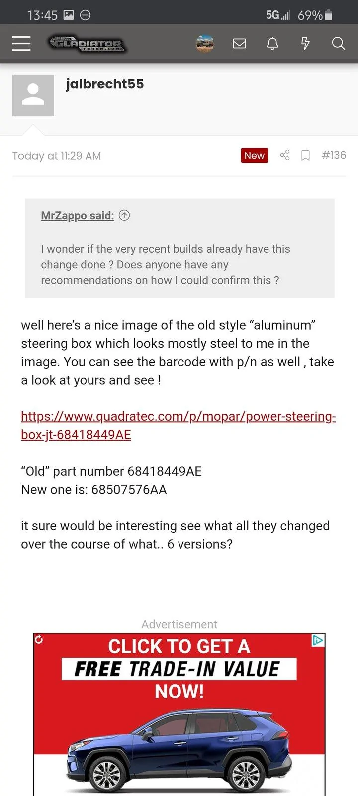 Jeep Gladiator New JT Gladiator Steering Issue TSB 08-074-20 (for "Improved Steering Feel") Screenshot_20200814-134515_Chrom