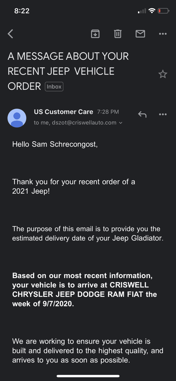 Jeep Gladiator Gladiator Window Sticker and Build Sheet Order Tracking 7AD76609-C707-4649-84CF-EB93A3E2D01D