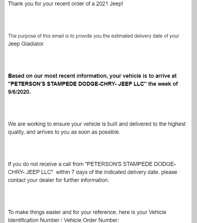 Jeep Gladiator Gladiator Window Sticker and Build Sheet Order Tracking 1598336477653