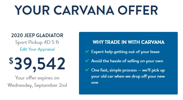 Jeep Gladiator Carvana offer $3K more then I paid 1598449796086