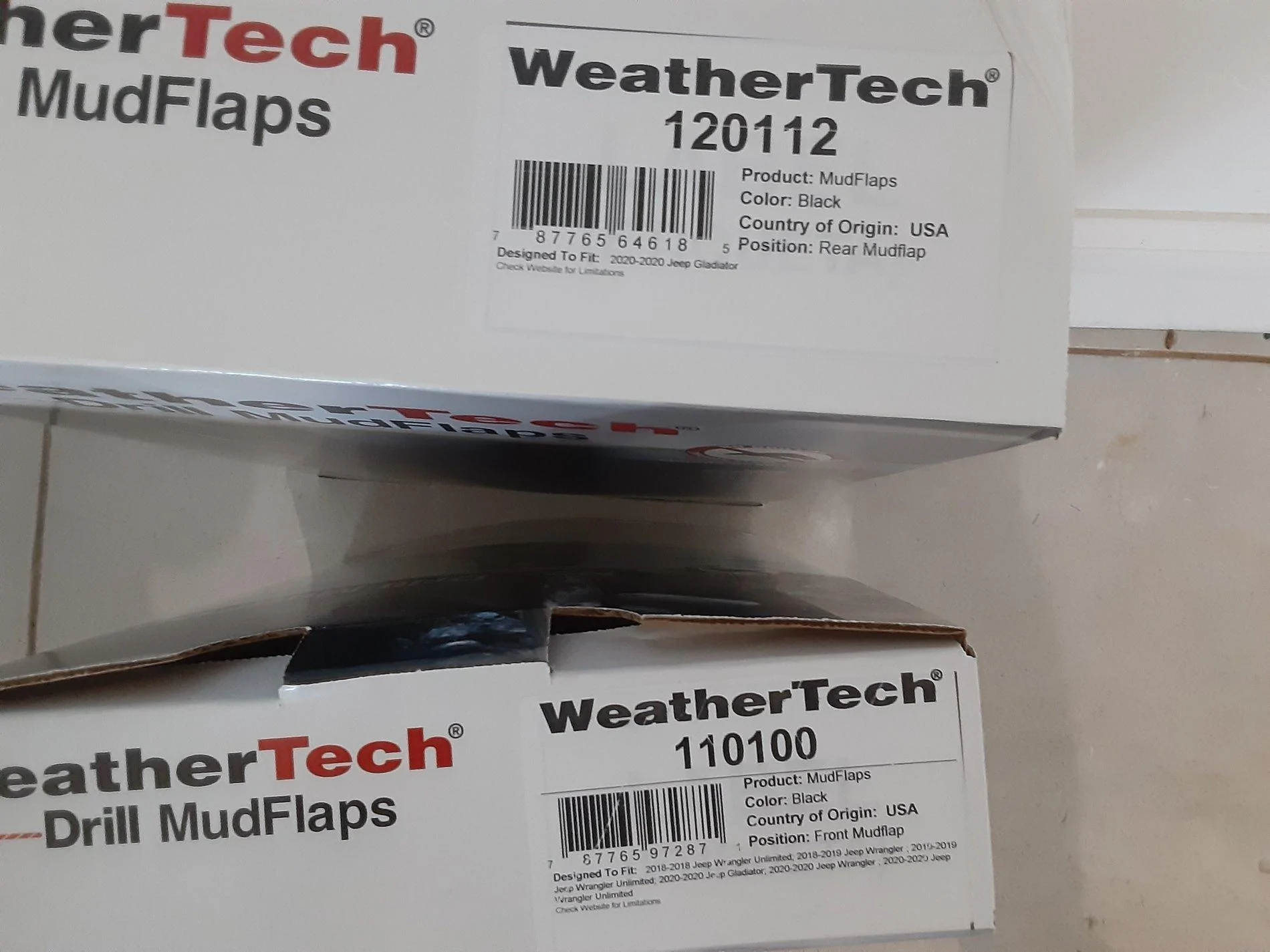 Jeep Gladiator WeatherTech Rubicon Gladiator MudFlap (front & rear) NIB $40.00 20200826_104554