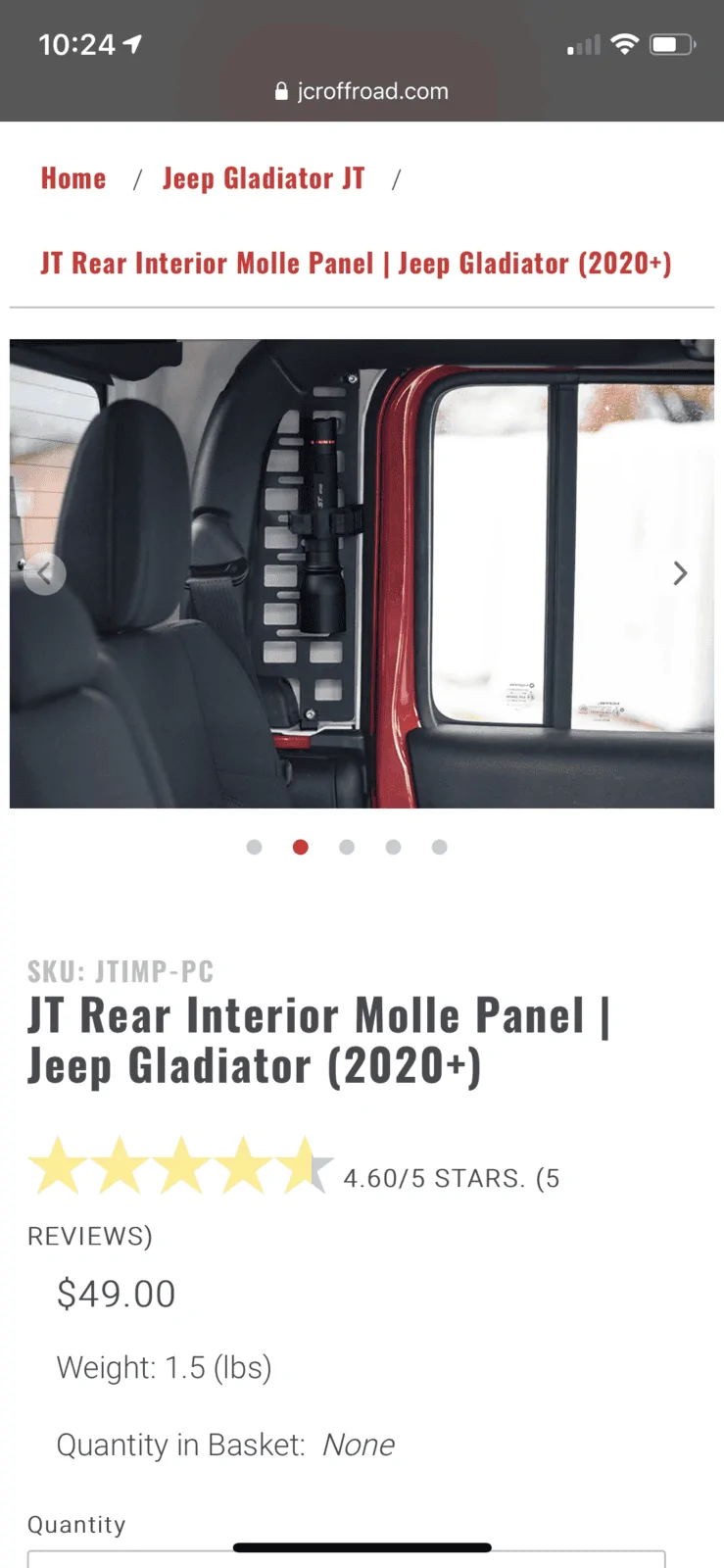 Jeep Gladiator TWO JCR Rear Interior Molle Panels 785208C8-F2E2-4020-A234-C36CA5CC51DA