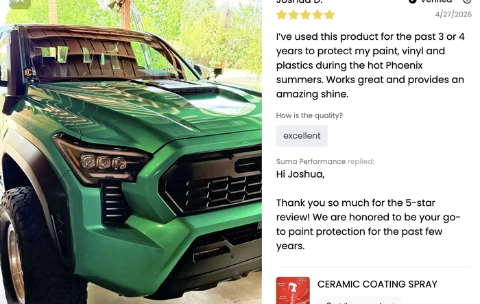 SUMA Ceramic Coating Spray - application tips, before & afters, questions