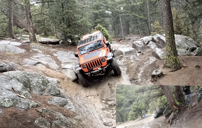4 Gladiators taking on a new trail in the rain in Montana