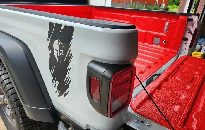 COLORED Truck bed coating, I love the color, wife was dead set against it, I won. (Actually, she allowed it)