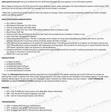 Jeep Gladiator 2018 Jeep Wrangler JL Hits Dealer System - 1st Official Look @ Engines, Options, Packages, Features! 2018-Jeep-Wrangler-JL-Dealer-System-Options-Packages-Features-1