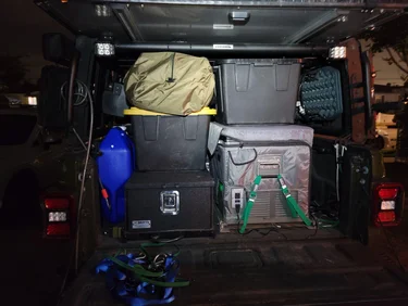 Jeep Gladiator Camping for four?  Storage setups? 20220526_210818